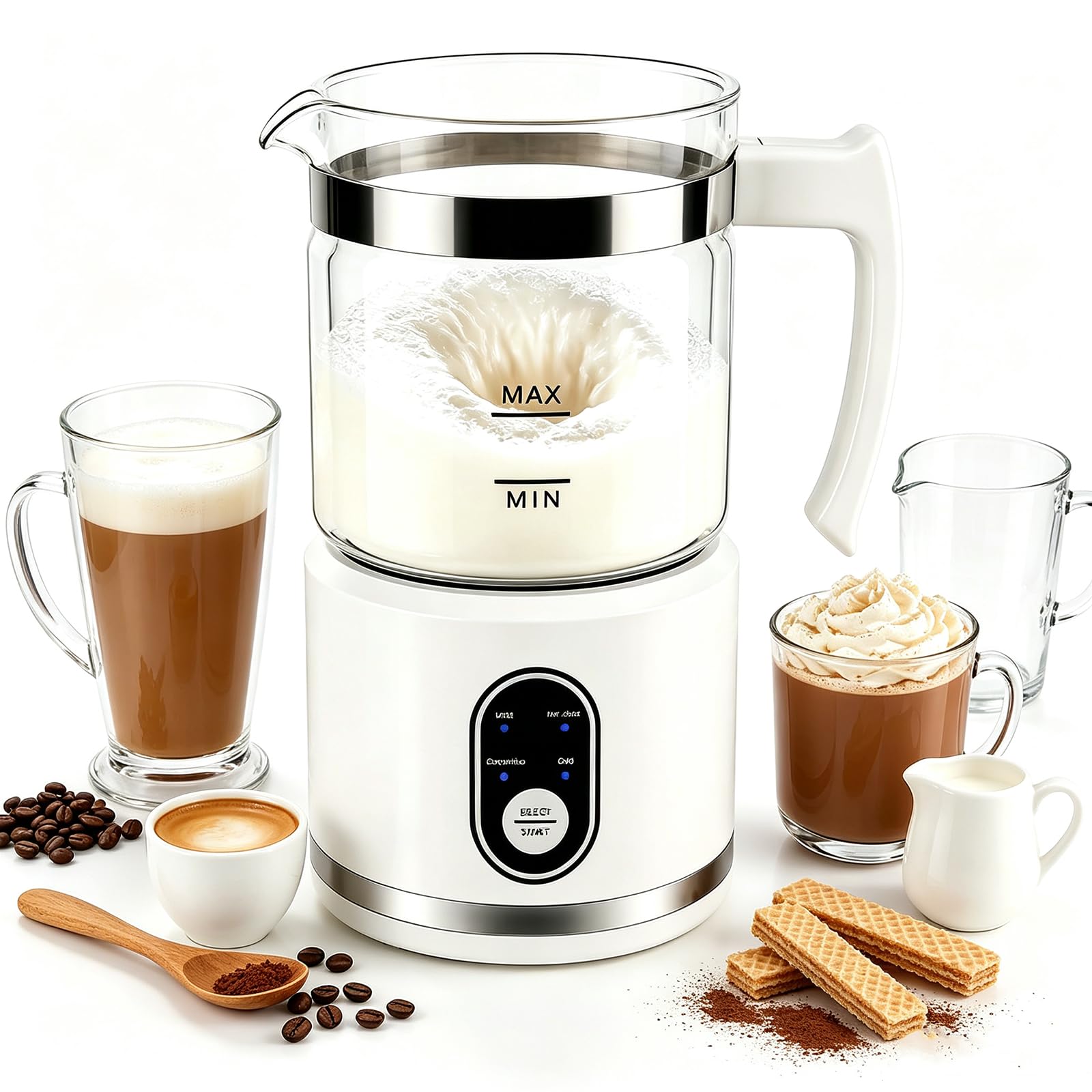 Montalatte Elettrico, 500ml/4 Modalità/Mousse Calda e Fredda