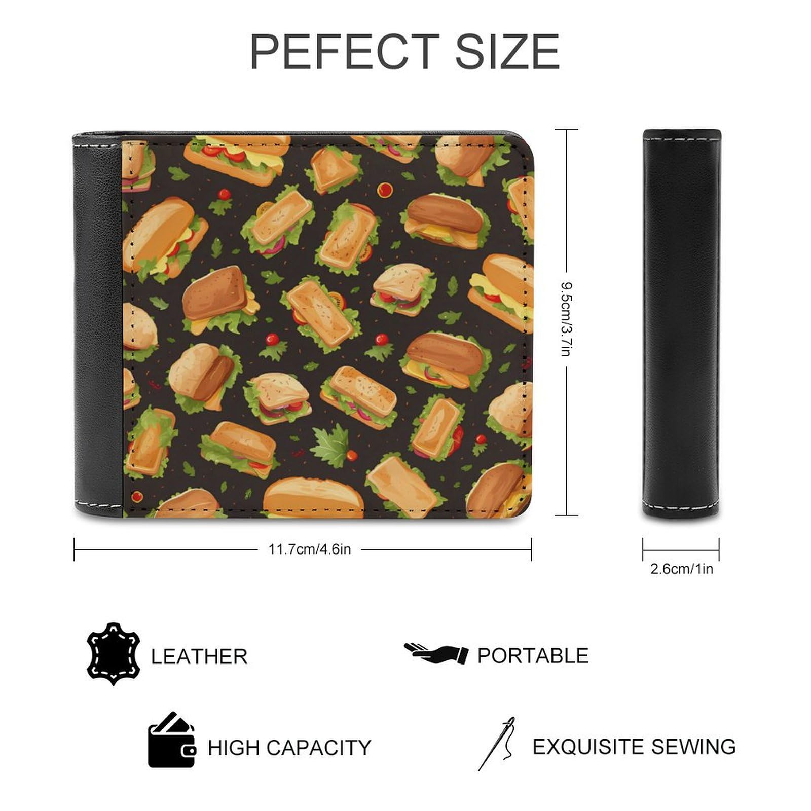 Sandwichs Mexico Taco Funny Men's Slim Bifold Wallet with Multiple Card Slots Front Pocket Purse