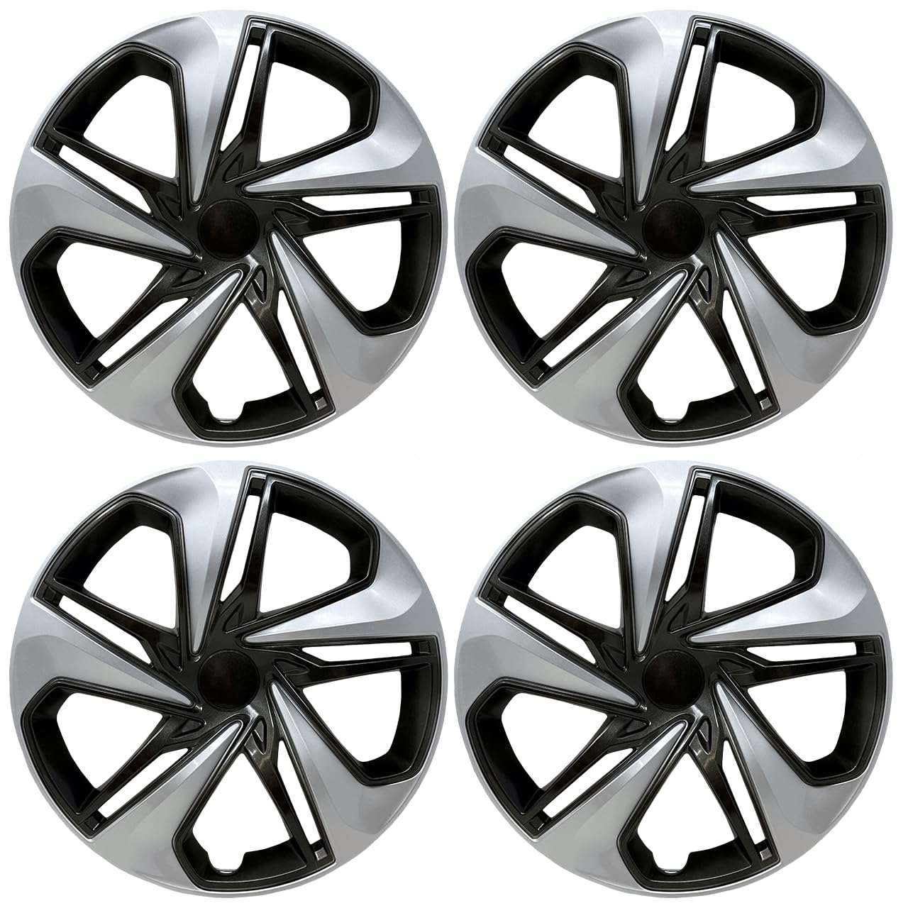 HubStar Premium Hubcap Replacement for Honda Civic 2016-2024, 16-inch Replica Silver-Black Wheel Cover (Set of 4) 55103