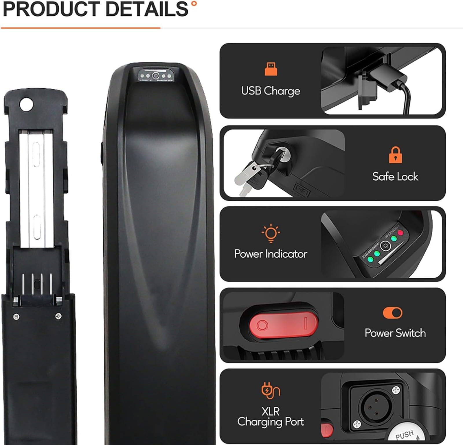 Batería Ebike 48V 15Ah, Batería Bicicleta Electrica 48V 15Ah Impermeable Batería De Alta Potencia 48V Ebike Batería para Motor 1000W 750W 500W 350W 250W con Cargador