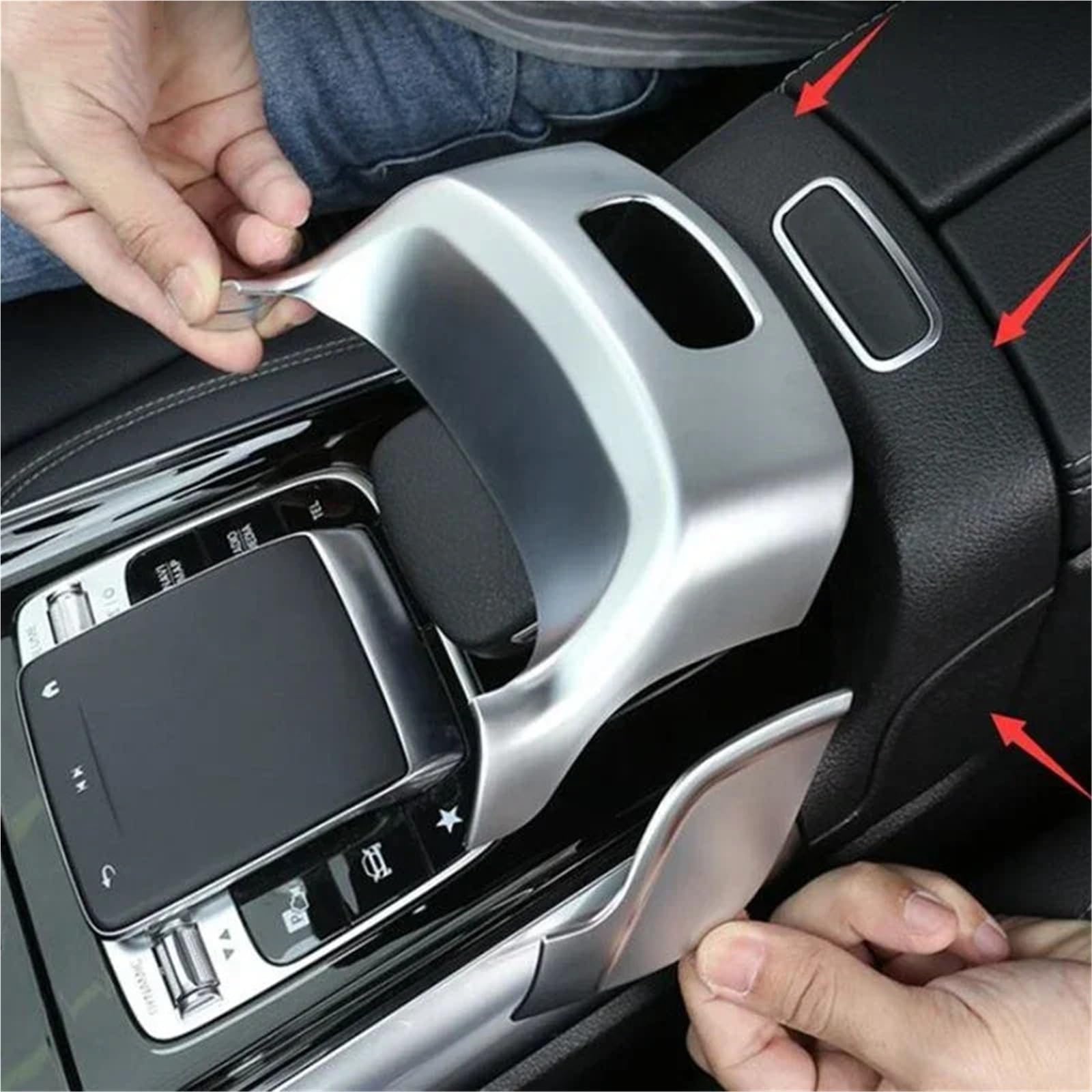 Folia na panel‌ Okleina skrzynia biegów‌ Pasuje do Mercedes Benz B GLB GLA Klasa W247 X247 H247 2020-2023 Konsola środkowa samochodu Podłokietnik Panel przełączników Pokrywa(Carbon Fiber Pattern)