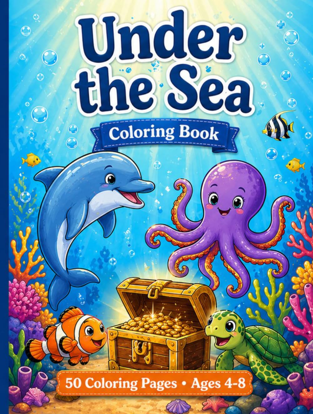 Under the Sea Coloring Book for Kids: 50 Fun Ocean & Sea Creature Pages for Kids Ages 4–8 — Bold, Easy Designs for Little Artists