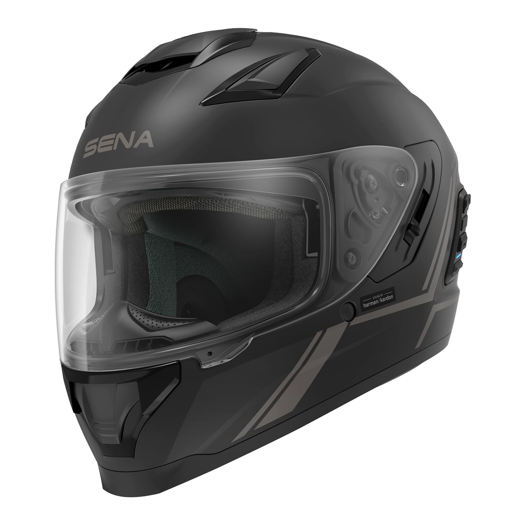 Stryker Full Face Smart Helmet with Integrated Mesh and Bluetooth Communications, LED Taillight, and Sound by Harman Kardon, DOT (Matte Black, X-Large)