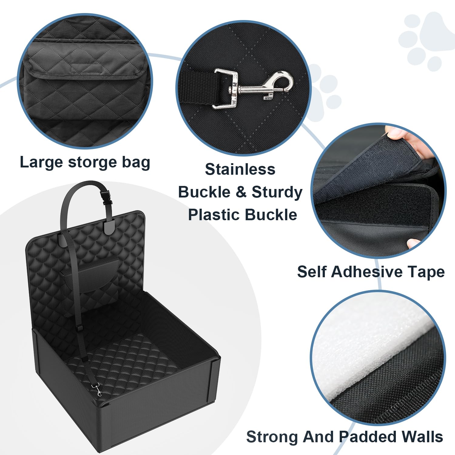 Pekimu Robusto Seggiolino Auto per Cani – Seggiolino Auto con Protezione Lati Rinforzata per Cani Medio-Piccoli, Seggiolino Impermeabile Per Sedili Posteriori e Anteriori, Adatto a Auto, SUV, Furgoni