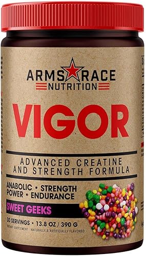 Arms Race Nutrition Vigor - Fórmula de creatina y fuerza - Sweet Geeks - 13.8 onzas