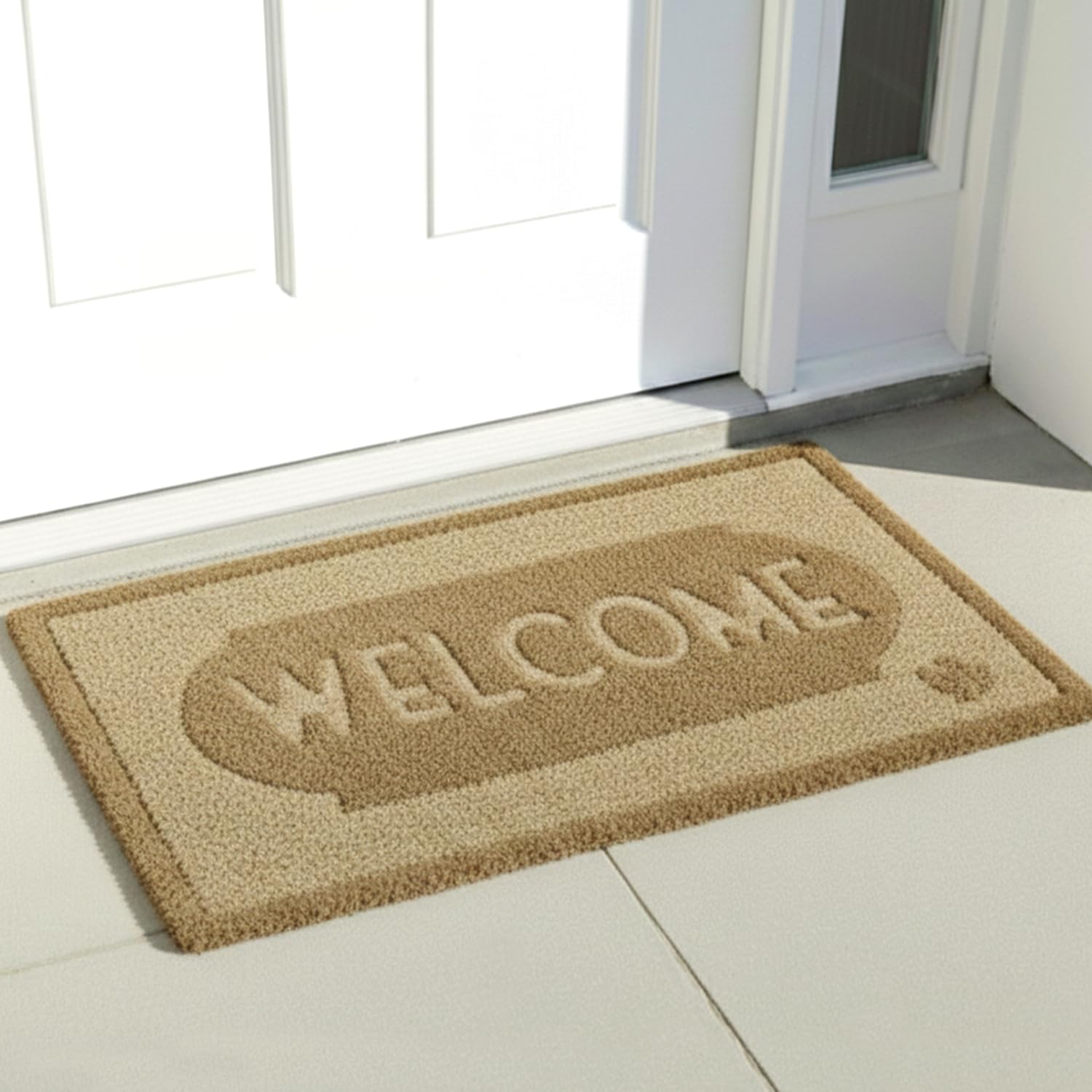 HOKIPO 40x60 cm Plain Natural Coconut Coir Embossed Door Mat for Home and Office, Carved Welcome (IN-1042)-picture-16