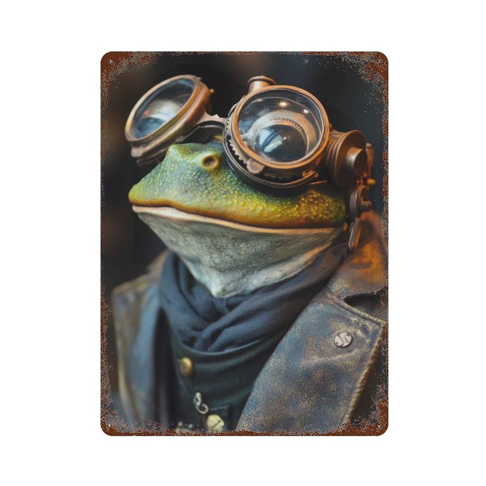 Funny And Cool Steampunk Frog Retro Metal Sign 15.7"x11.8", for Garage, Bar And Workshop Decor, Shabby Chic Decor