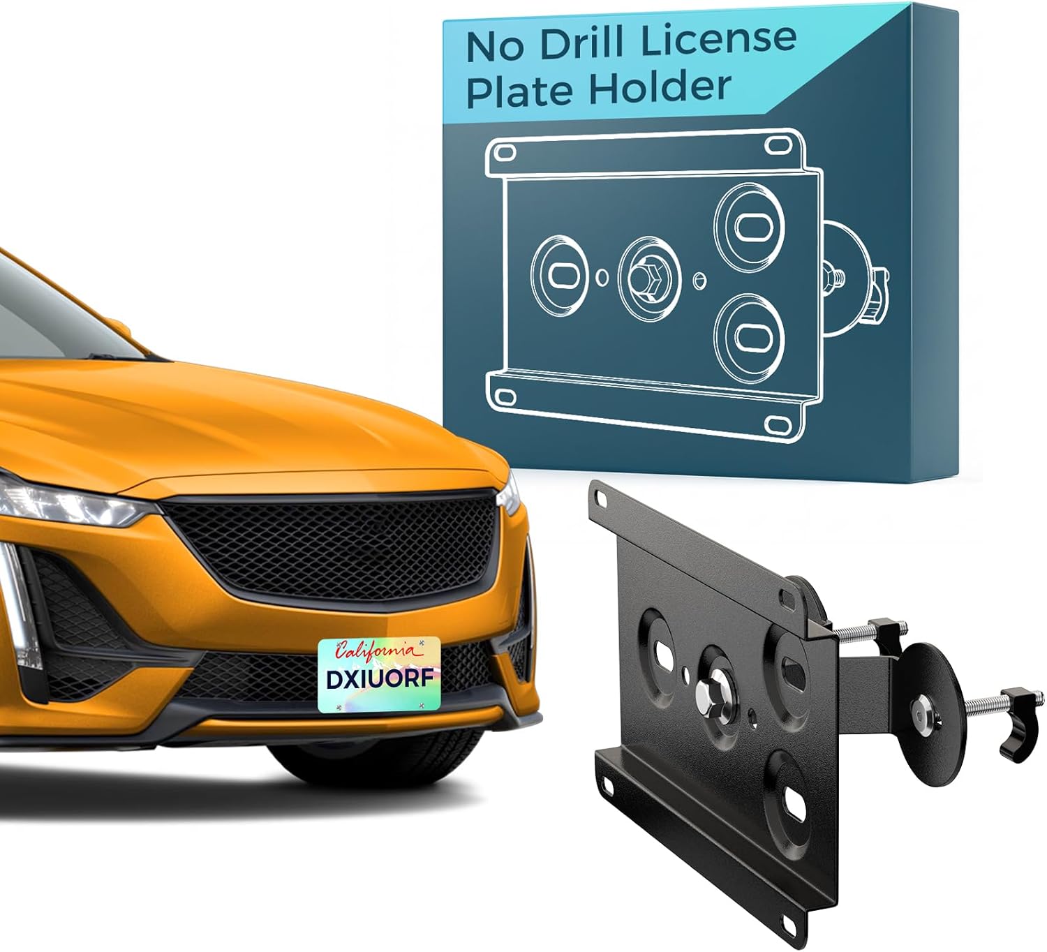 Aluminum Front Bumper Tow Hook License Plate Mount Bracket Holder No Drill Relocator Hole Adapter Compatible with 2014-2022 Porsche Macan, 2016-up Audi Q7