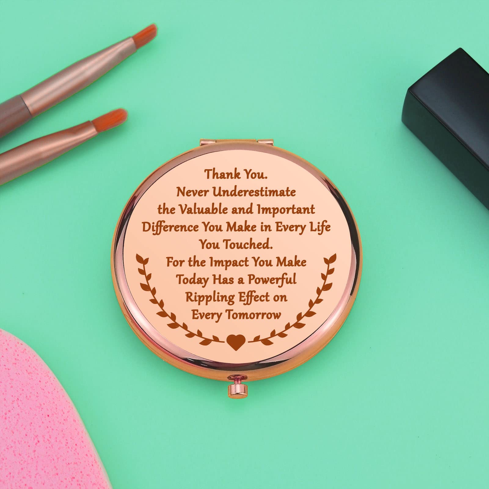 Ximalun Thank You Gifts for Women Never Underestimate the Valuable and Difference You Make Compact Makeup Mirror Appreciation Gifts for Social Worker Volunteer Nurse Teacher - Image 4
