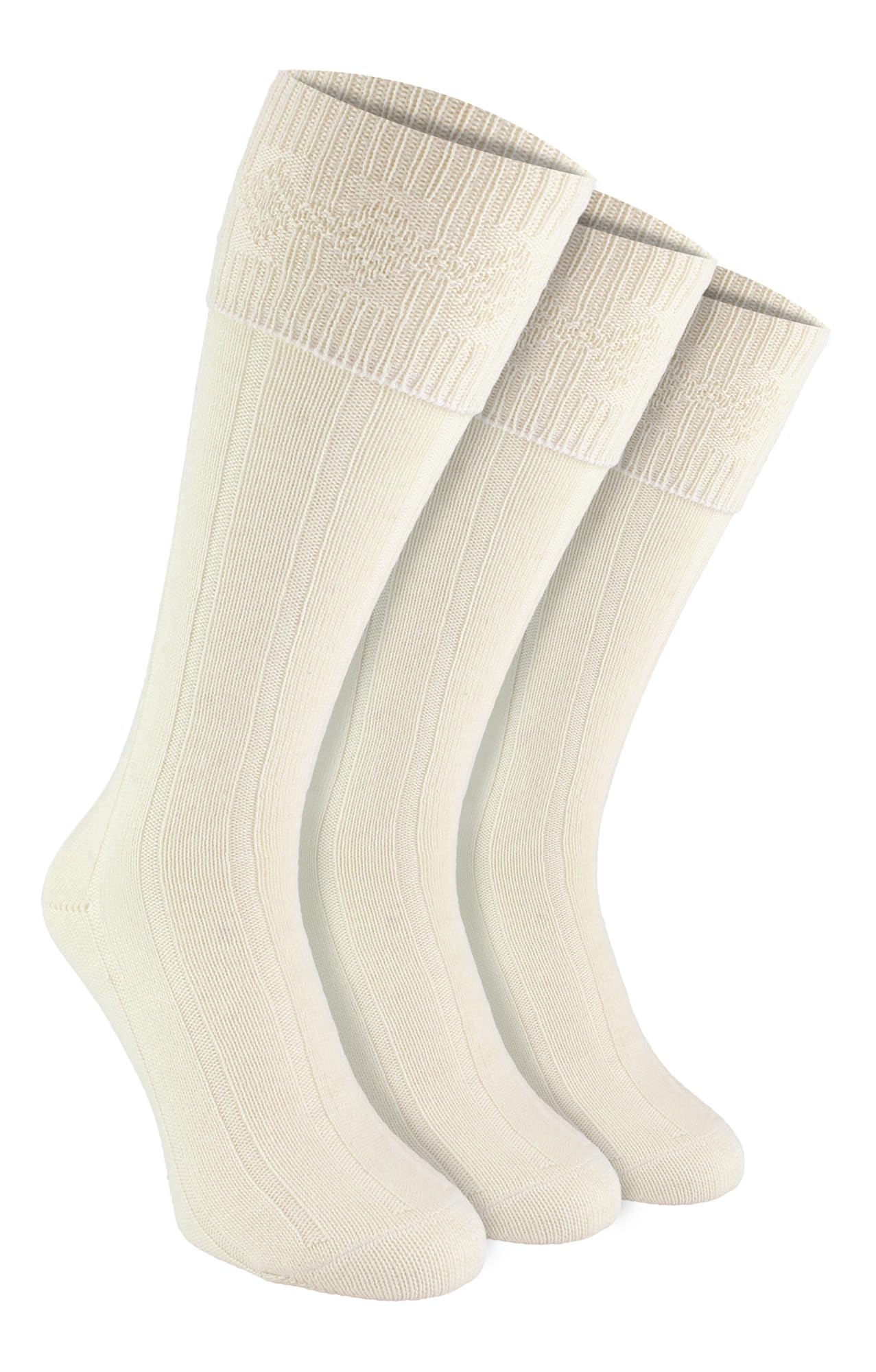 Sock Snob 3 Paires Homme Chaussettes Kilt Chaussettes Longues Côtelées en Couleur Crème