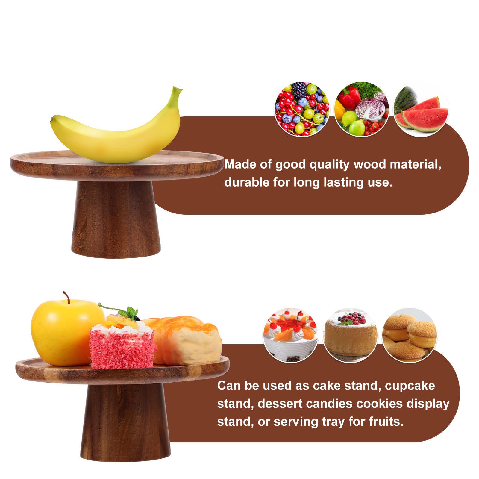 Uonlytech Présentoir à Gâteaux en Bois Rond, Support de Table pour Buffet Traiteur et Présentation de Layer Cakes