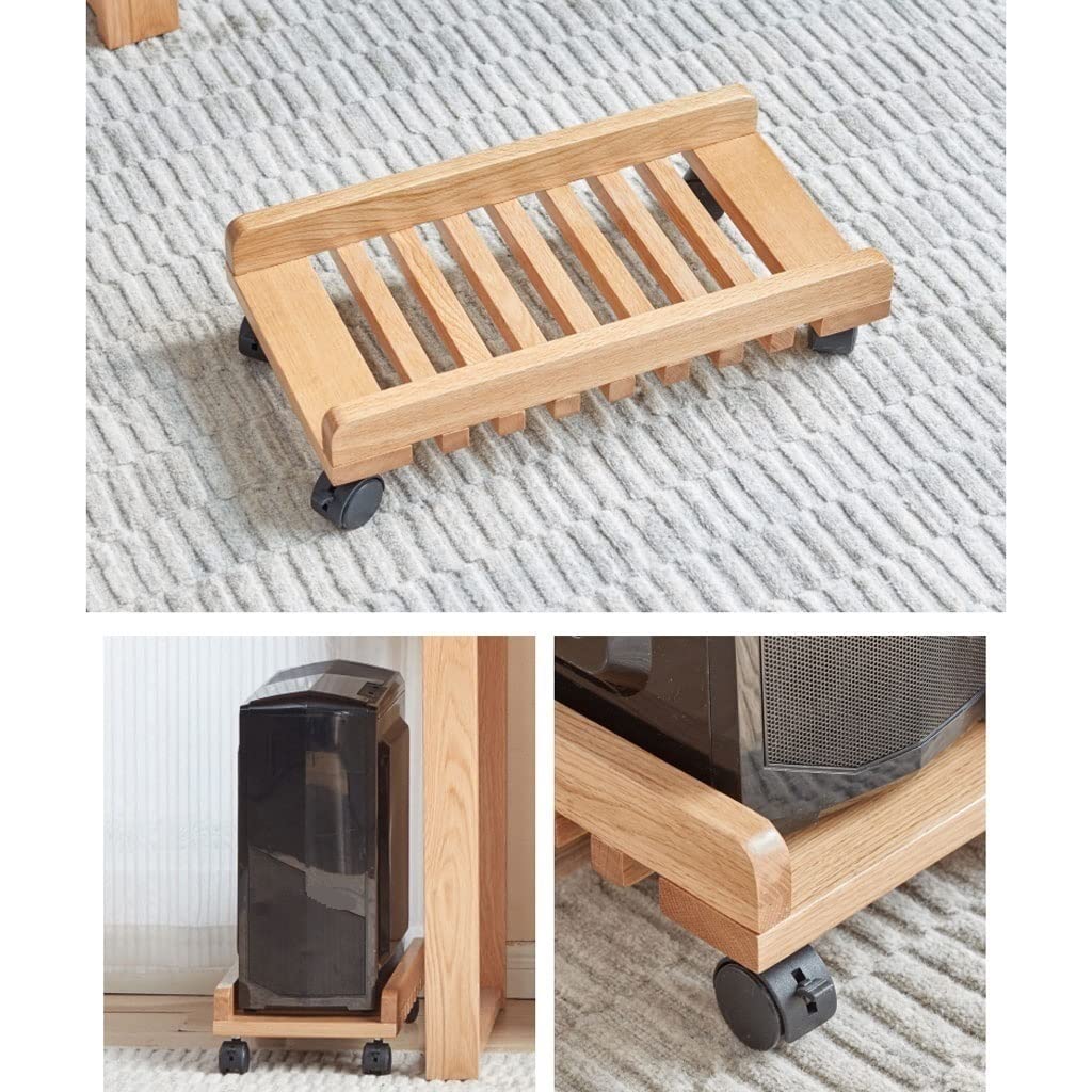 Soporte Para Torre De PC De Madera Con Ruedas | Base Ventilada Para CPU Debajo Del Escritorio | 50x25 Cm