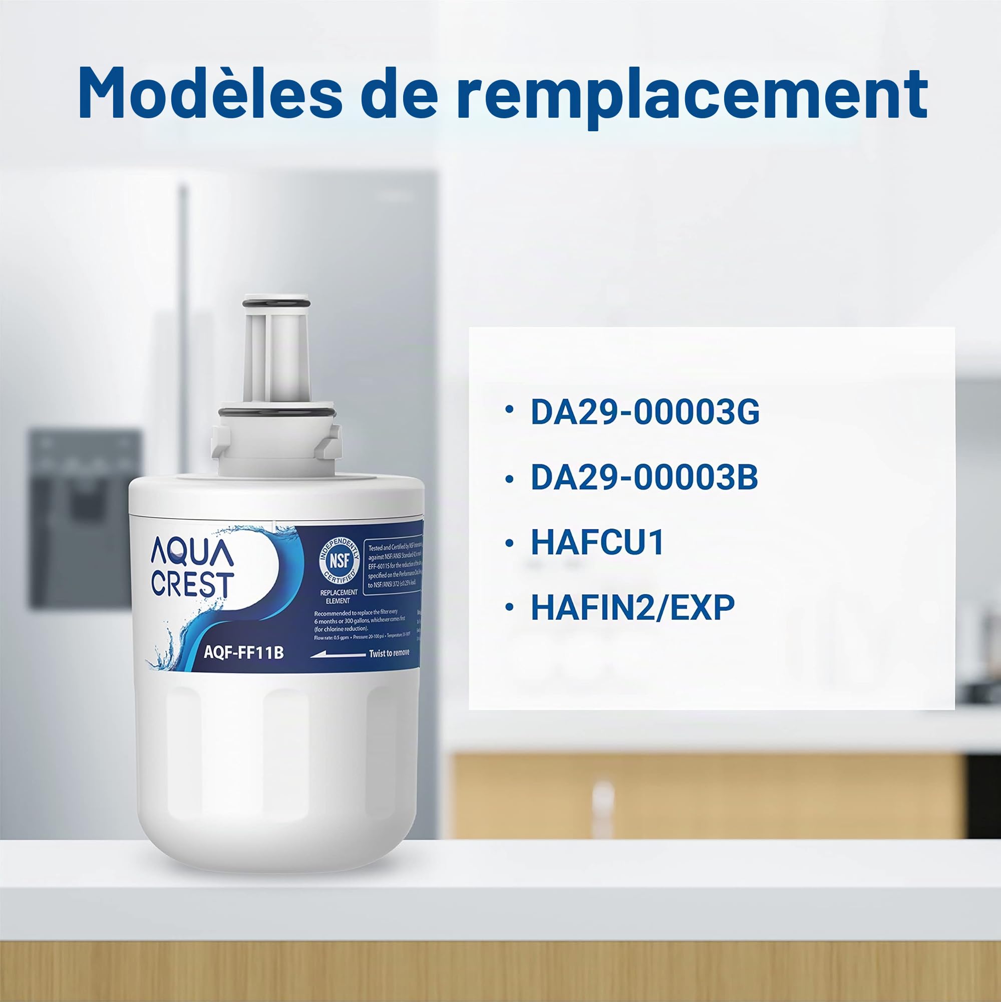 AQUA CREST AQF-FF11B Filtre à Eau,Remplacement pour Samsung® Aqua Pure Plus DA29-00003G, DA29-00003B, DA29-00003A, DA97-06317A, DA61-00159A, HAFCU1/XAA, HAFIN2/EXP, APP100, Forfait Peut Varier (3)