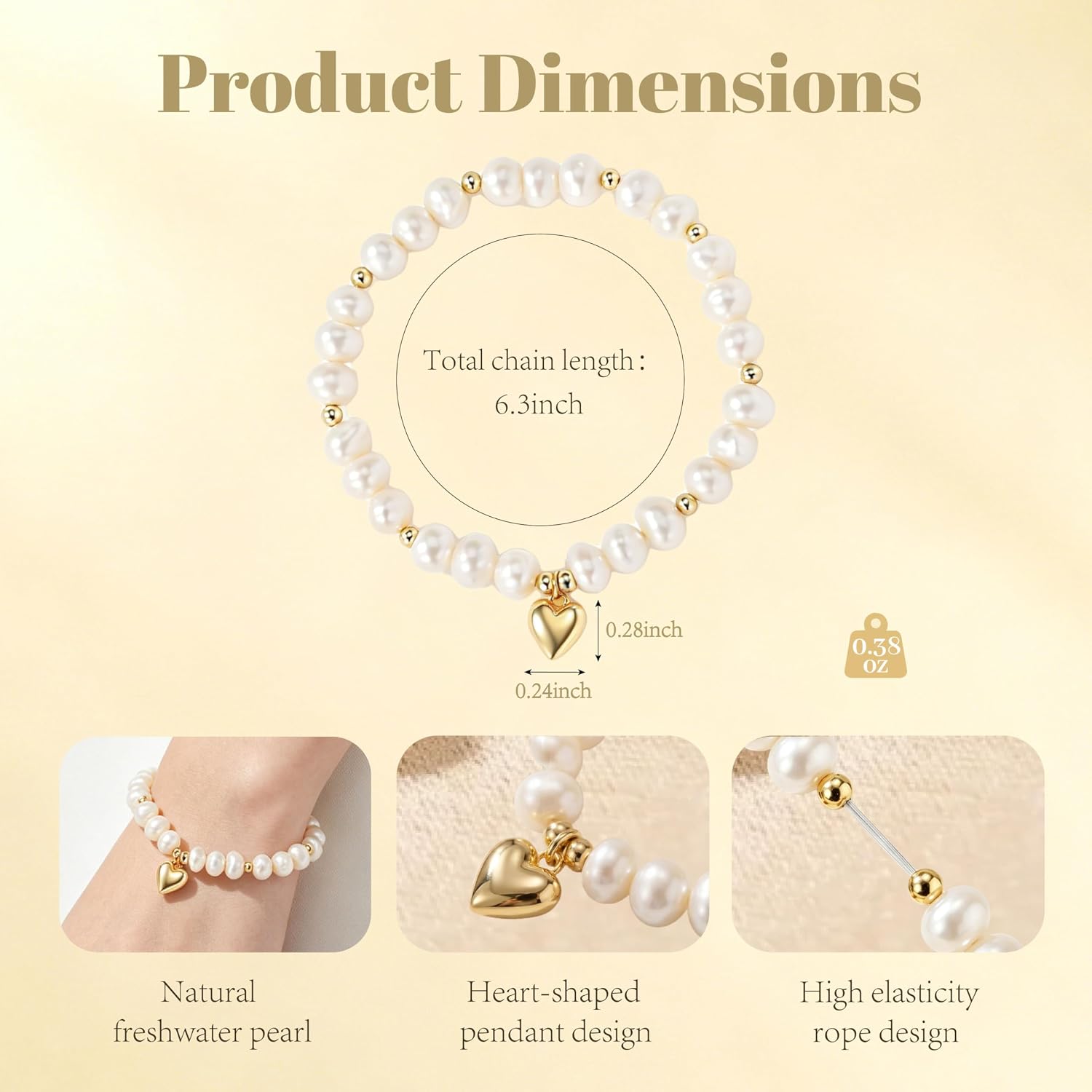 Sylph Pearl Bracelets for Small Wrists, Freshwater Pearl Bracelet, Baroque White Beaded Adjustable Stretch Bracelets, Beach Wedding Jewelry Birthday Gifts for Women Bride
