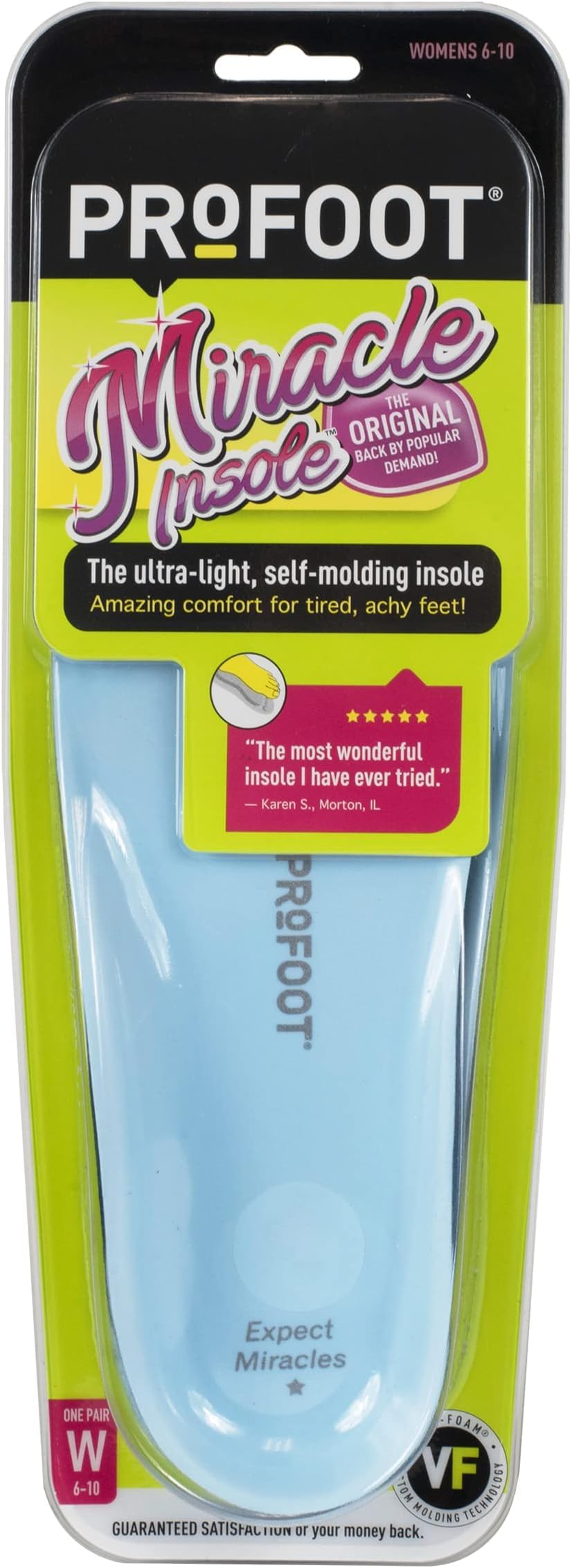 PROFOOT Original Miracle Insoles for Women (Sizes 6-10) – Self-Molding Ultra Light Memory Foam Shoe Inserts for Comfort &amp; Support,(Pack of 12)