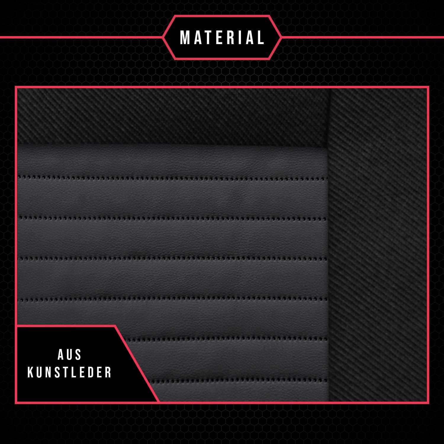 3er Set Saferide Autositzbezüge PKW universal | Auto Sitzbezüge Kunstleder Grau für Airbag geeignet | für Vordersitze und Rückbank | 1+1 Autositze vorne und 1 Sitzbank hinten teilbar 2 Reißverschlüsse