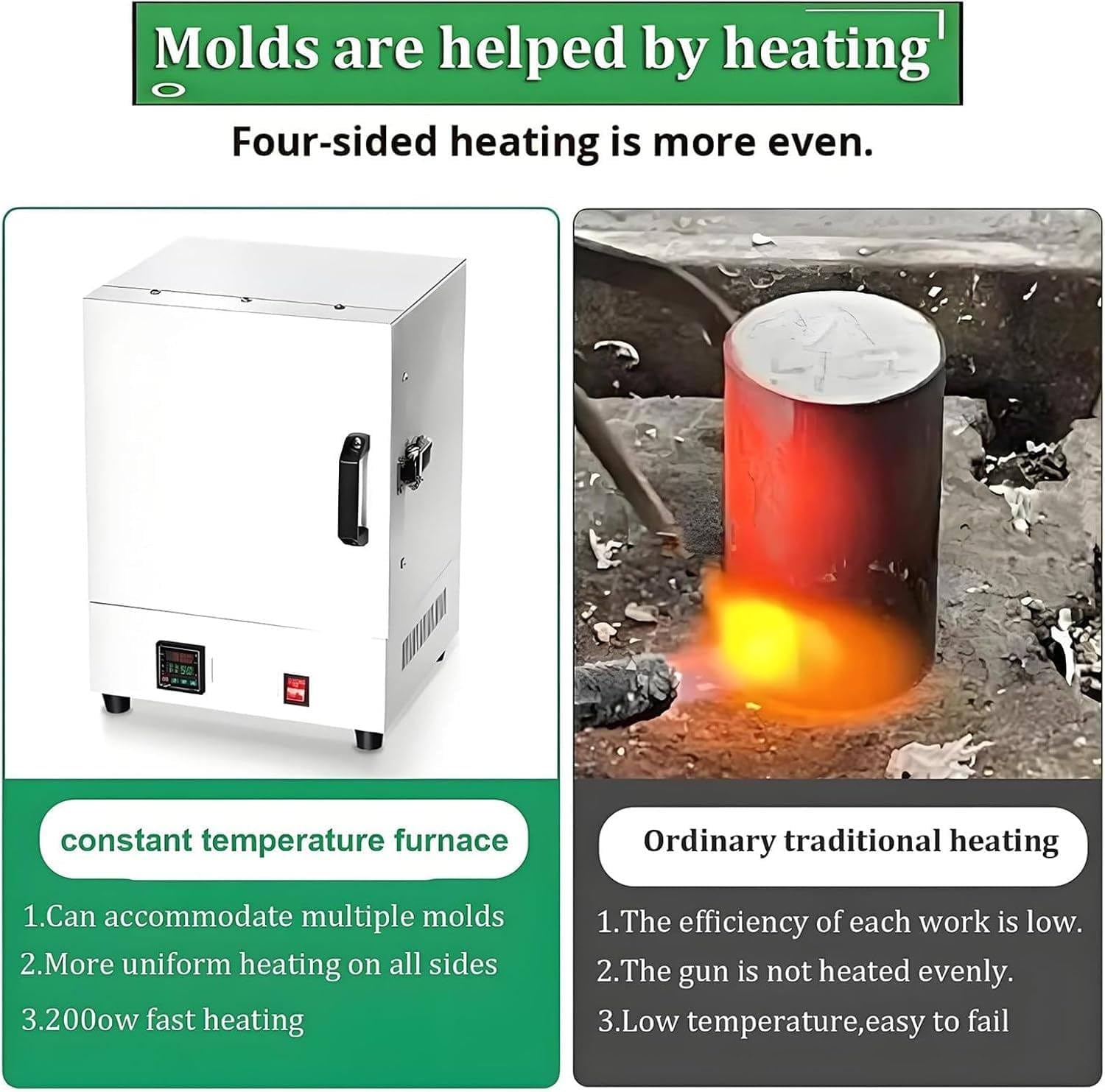 1150C Digital Horno de mofa eléctrica 2000W Horno para la joyería desparafinado Tratamiento térmico con Cuatro calefacción Lateral, diseño Compacto de la cavidad para la fusión precisa del Metal y la