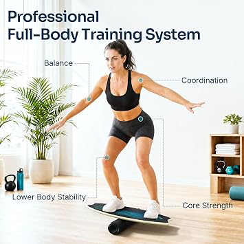 Sportneer Balance Board - 7 Mode Wobble Board with Roller & Ball