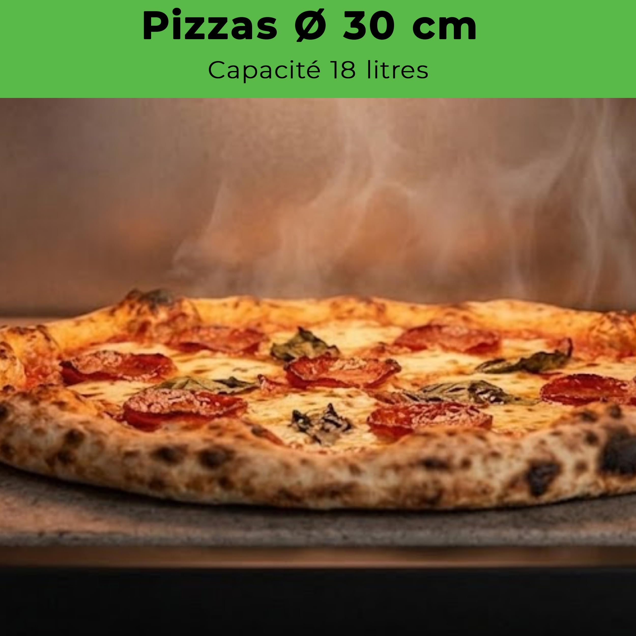 LITTLE BALANCE 3041 Pizza Revolution, Horno de Pizza Eléctrico, Multifunción 2 en 1, Horno tradicional, 10 modos de cocción, 4 accesorios, Piedras para pizza, hasta 400 °C, 2000 W, Negro