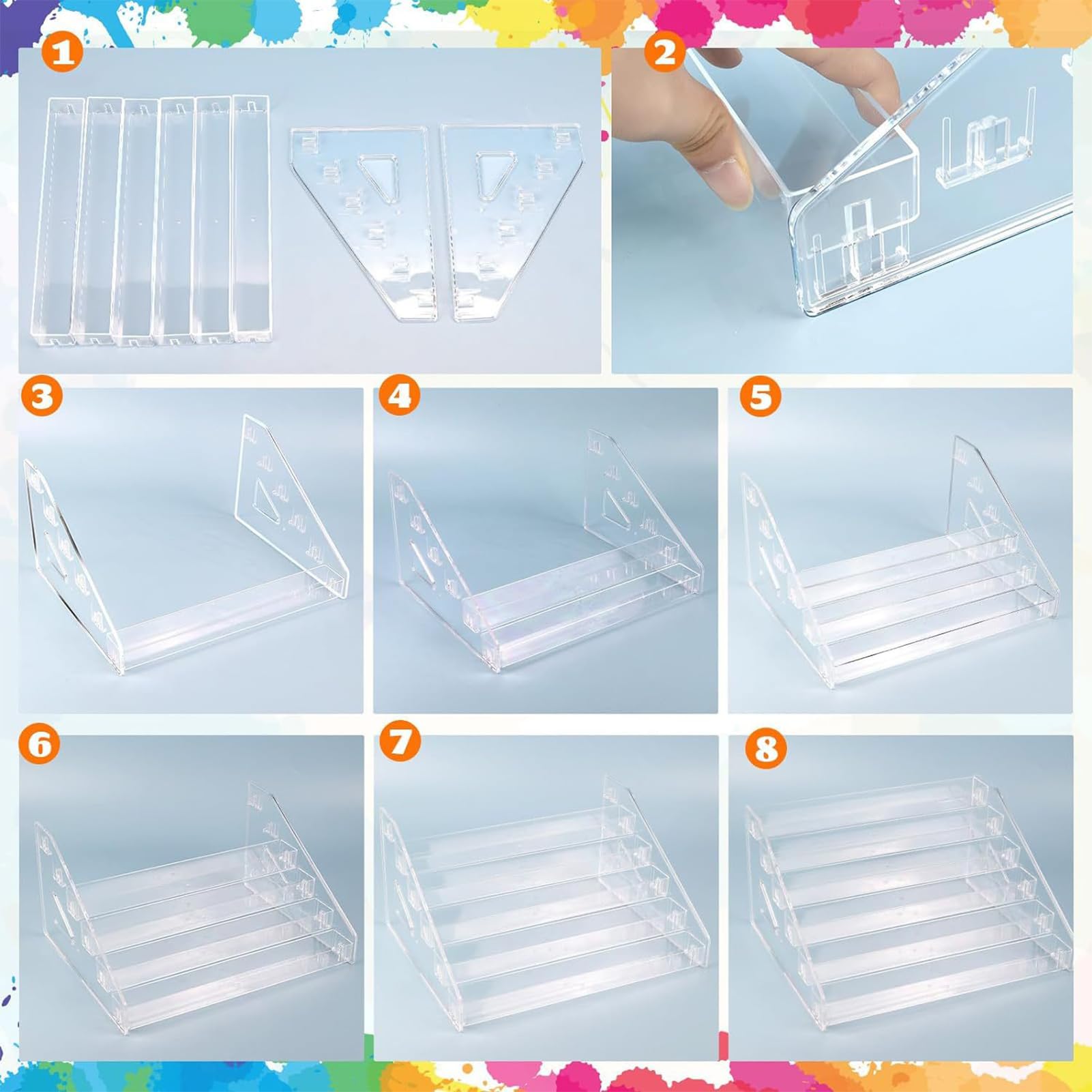 Aufbewahrungs-Organizer für Farben – transparente Flaschenhalter mit Pinselhalter, Organisationsset für Acrylfarben | Pinselhalter für Farben, Farbtuben