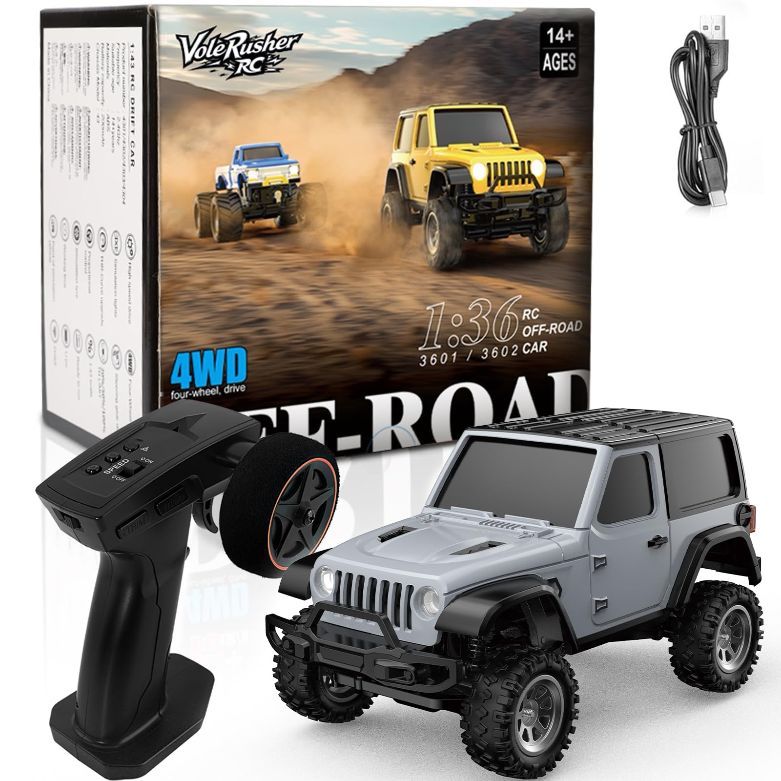 [2026 Upgrade 1/36 Mini RC Crawler, 4WD Micro Off Road Truck