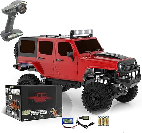 PANDA HOBBY RC Crawler 1/18 4x4 RC Rock Crawler, 4WD Off Road RC Cars,RTR Remote Control Car,1:18 Scale RC Truck Cruiser Vehicle for Adults, All Terrains Waterproof Hobby RC Model Car,Tetra18 X1,Red
