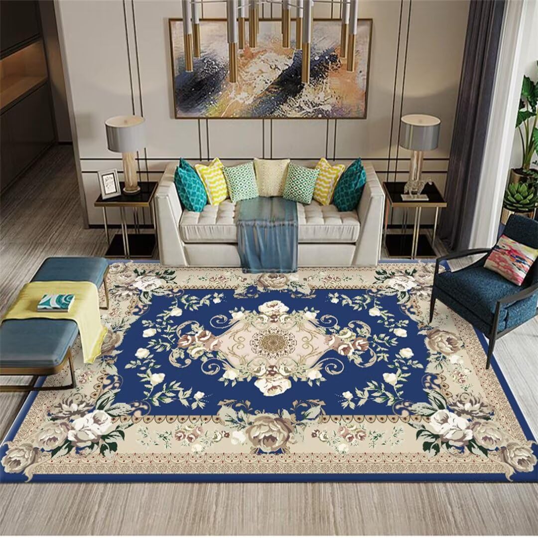 Tapis lavable bleu pour éliminer les taches facilement dans le salon