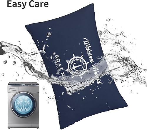 Miniatura 4 de Funda de almohada náutica personalizada con nombre de brújula, funda de almohada lumbar azul marino y decoración de arte de barco, funda de cojín