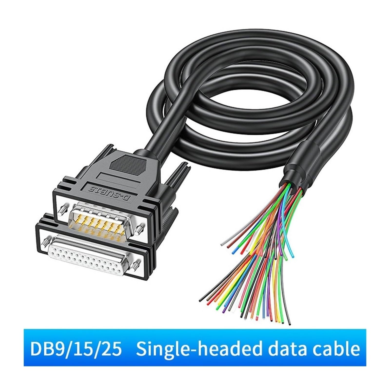 DB9 DB15 DB25 DB37 złącze M/F kabel szeregowy RS232 D-SUB 9-pinowy 15 25 37 męski/żeński przedłużacz (rozmiar: 5M, kolor metalowy żeński) (3M)
