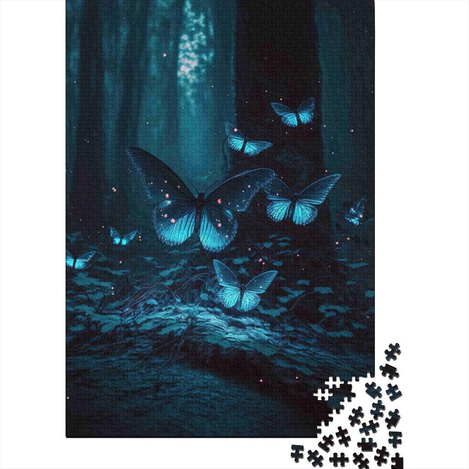 butterfly night blue forest jigsaw puzzle for adults paper 1000pc wall art
