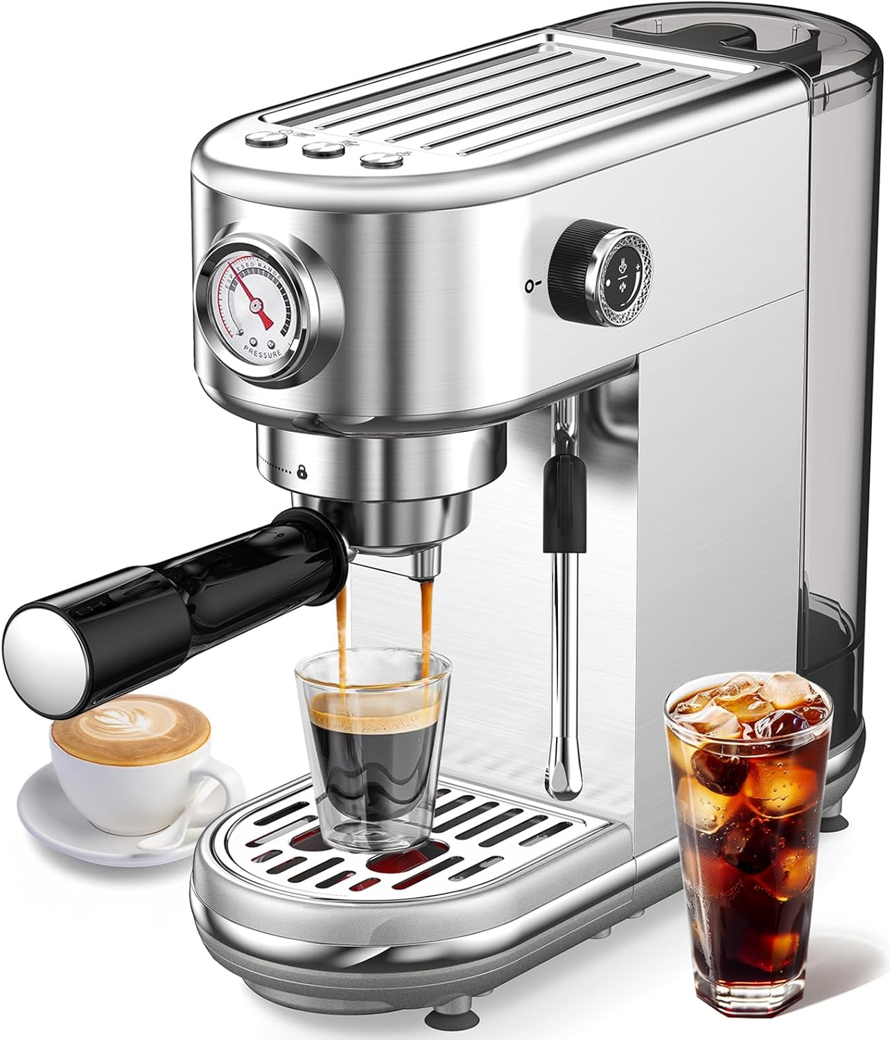 Used Similar to Espresso Machine with Milk Frother, 20 Bar High Pressure Professional Espresso Maker Automatic, Compact Stainless Steel Coffee Machine for Cappuccino, Latte, Gift for Coffee Lover, Dad or Mom, Silver