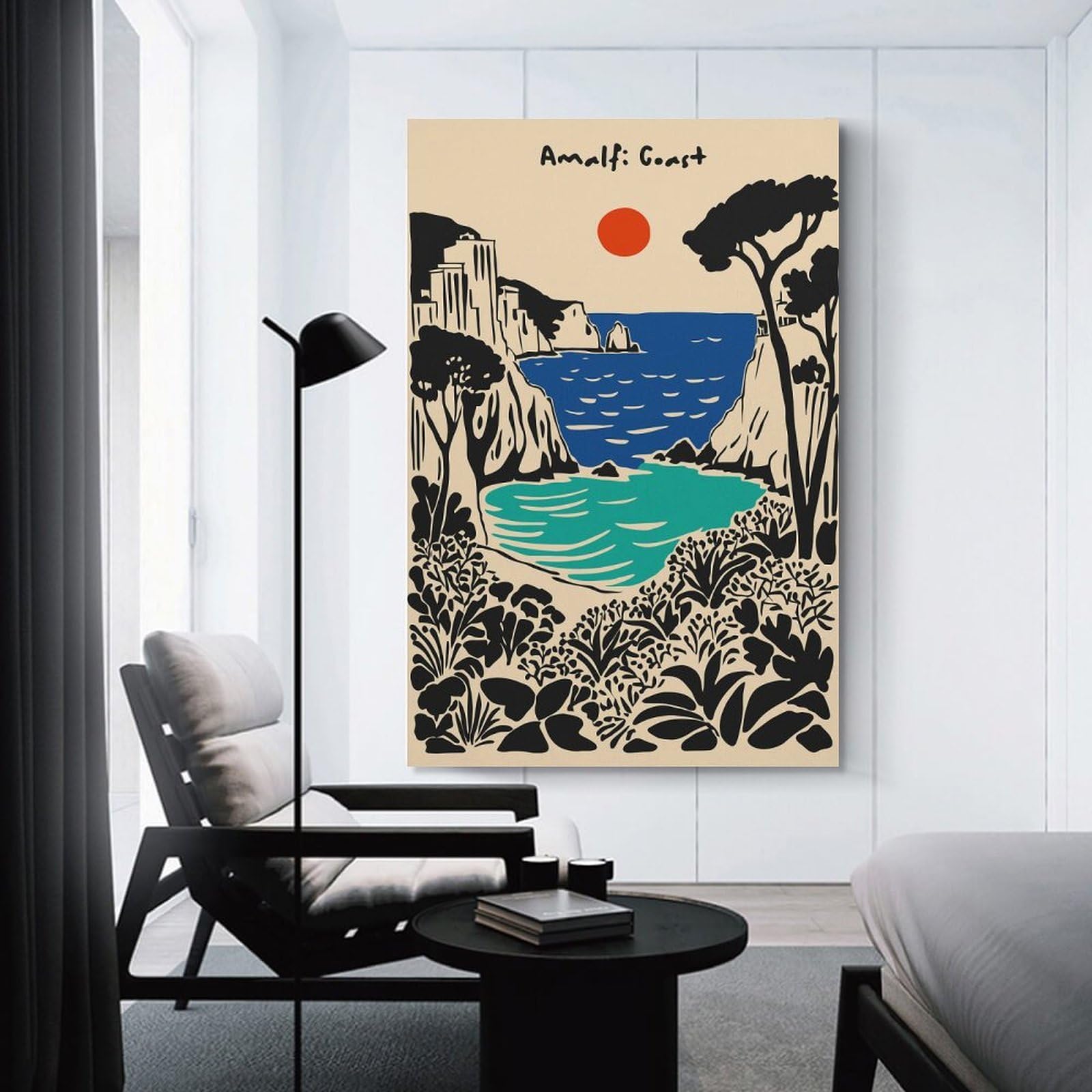 Junmoney Amalfi Coast Landscape Decorative Canvas Print 20x30inch(50x75cm), for Gallery Wall Layouts in Home Or Office, Home Wall Art for Statement Displays