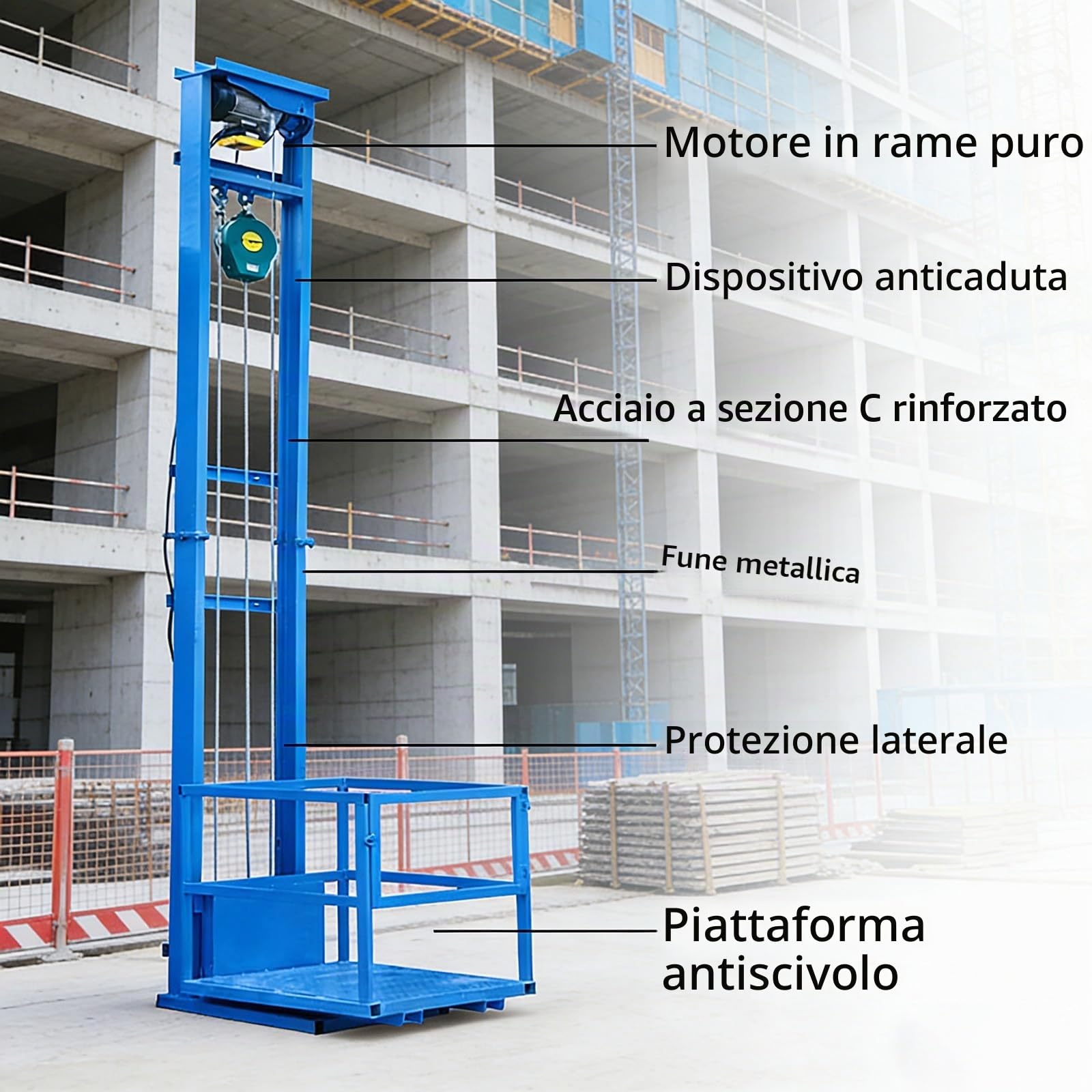 Piattaforma di sollevamento elettrica con altezza regolabile, ascensore a parete per carico industriale della fabbrica e movimentazione del materiale