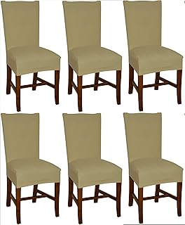 Bellboni - Fundas para sillas, Fundas elásticas, Cubiertas para sillas, Pack de 6, Beis