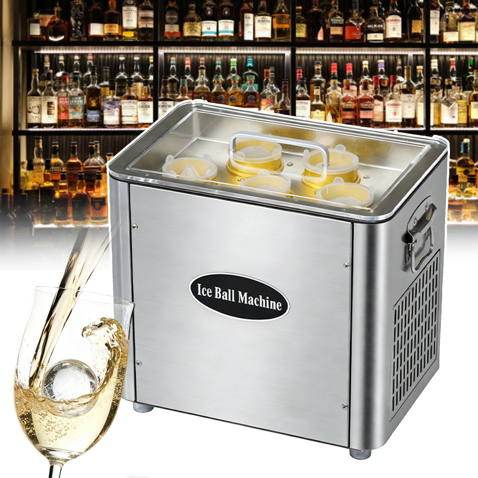 Gykozy Stainless Steel Ice Ball Maker - Clear Sphere Ice Cube Molds, 2 Shapes, Slow-Melting, Quiet Design For Whiskey, Cocktails, Home Bar & Parties
