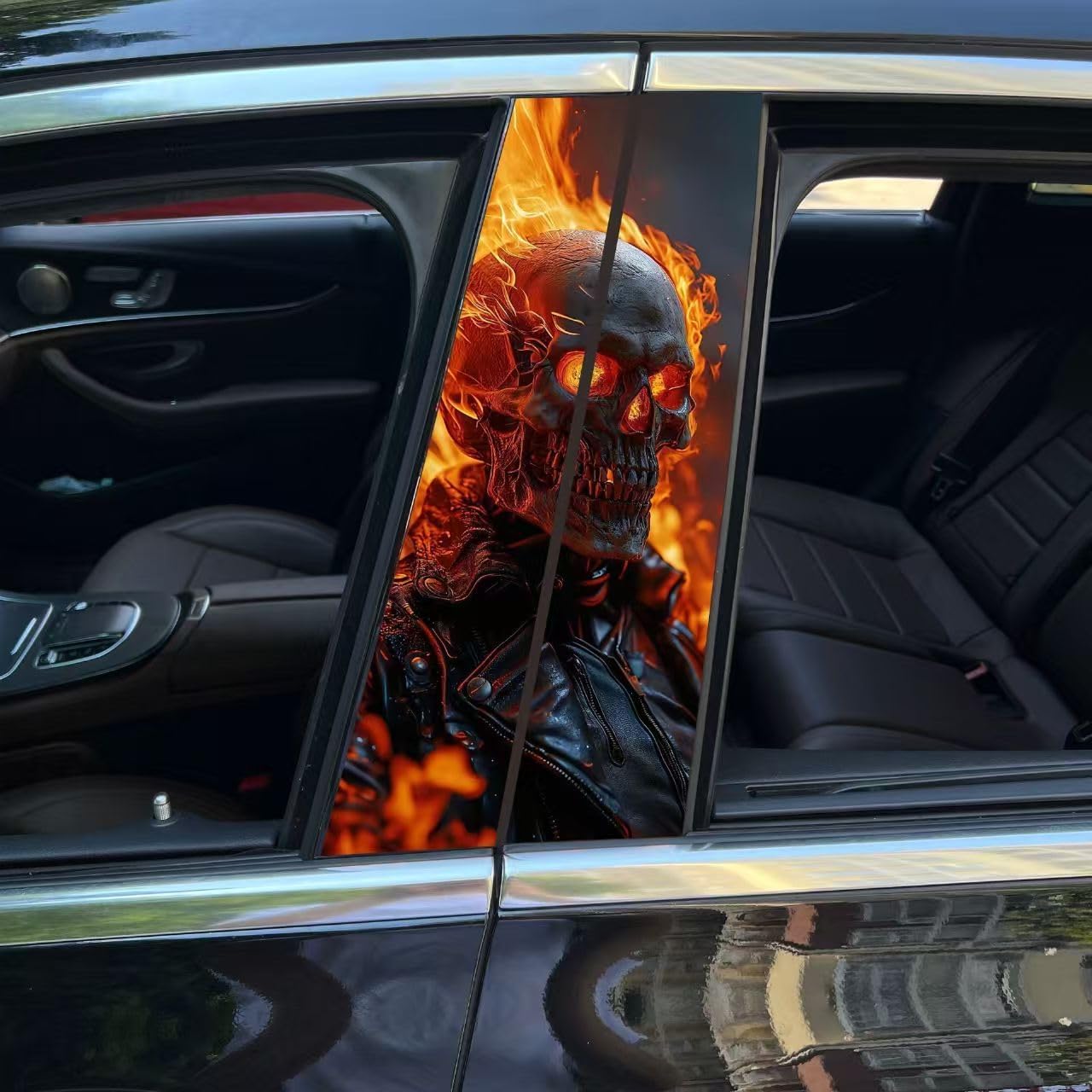 2 PCS B-Pillar Skull Sticker for Santa Fe Electric,