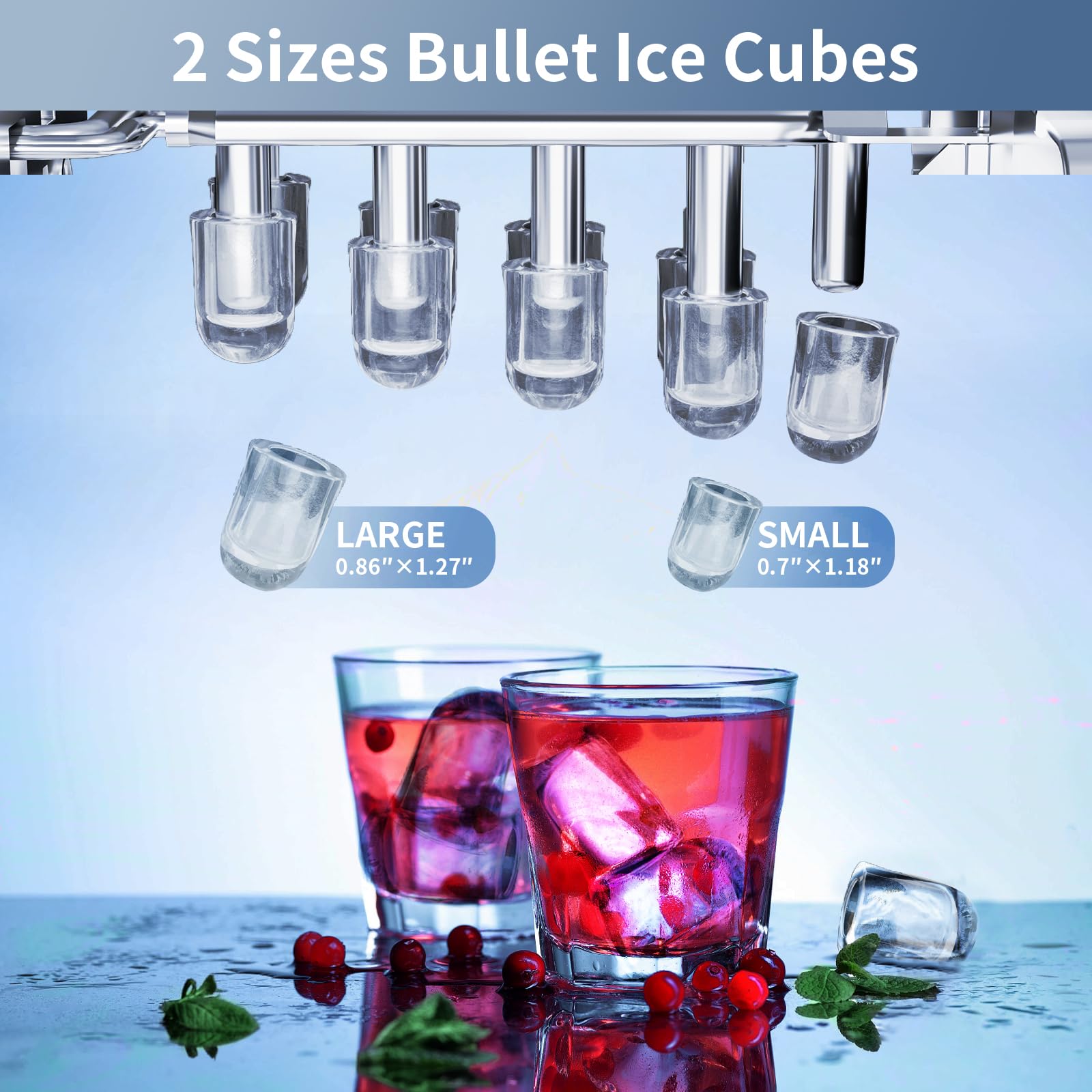 Ice Maker Countertop, Portable Ice Maker Machine, 26.5lbs/24h, 9pcs/6mins, 2 Sizes Of Bullet Ice, Self-Cleaning, Basket And Scoop, Ideal For Home/Office/Outdoor Use, Black on Fridge.com - View 4
