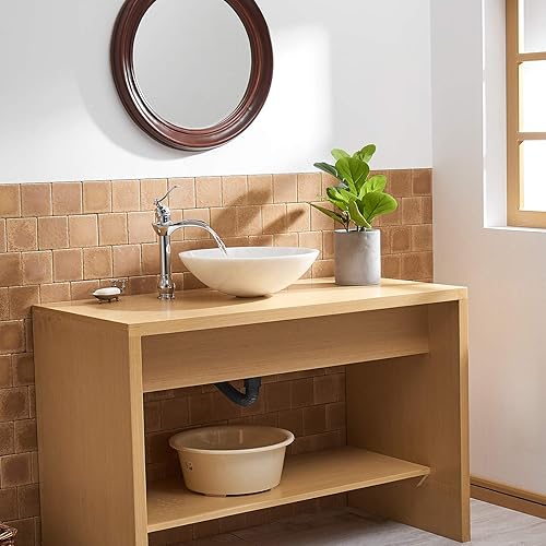 Miniatura 6 de BWE Grifo de lavabo cromado con cascada con montaje de drenaje desplegable y manguera de suministro de un solo mango, grifo de baño de un solo