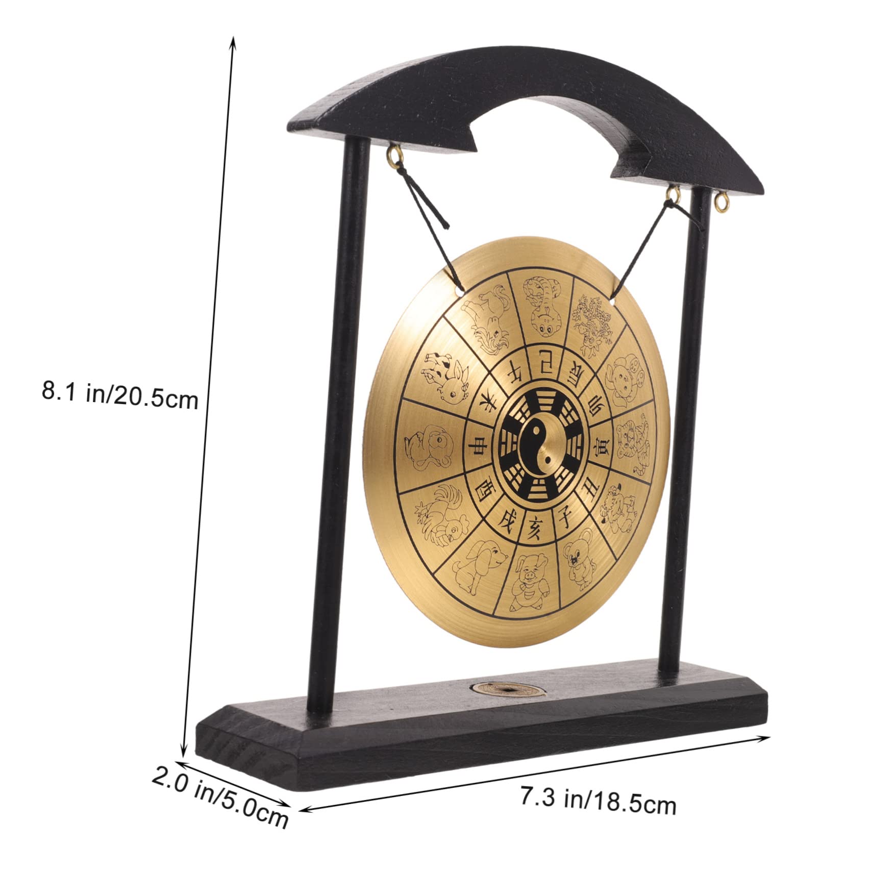 VICASKY Vintage Alloy Gong Ornament Deep Sounding Tabletop Gong for Decor Home Warming Present