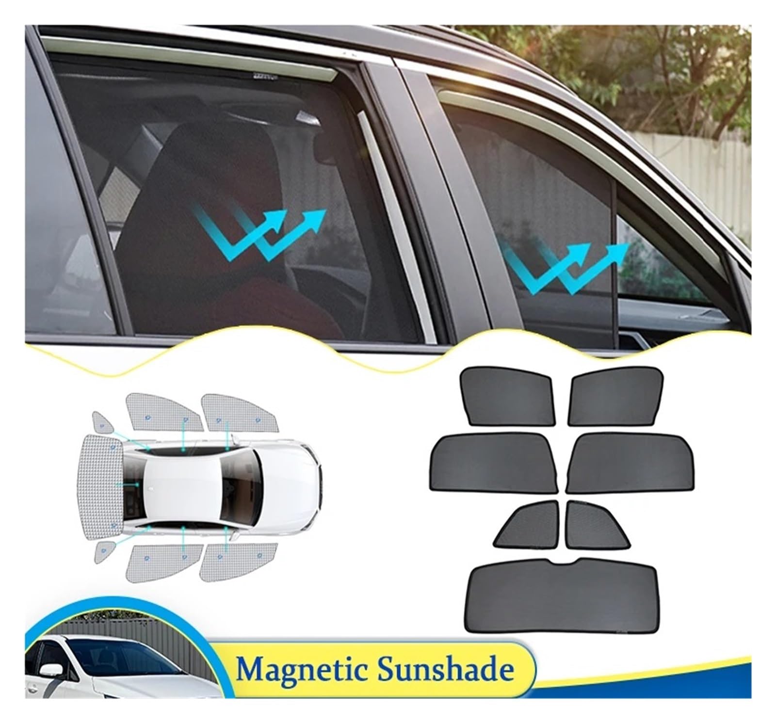 Unidades Parasol Coche para Kia para Grand para Carnaval para Sedona YP 2015~2021 Parasol Magnético para Ventana Parabrisas Red Cortina(2PCS Front)