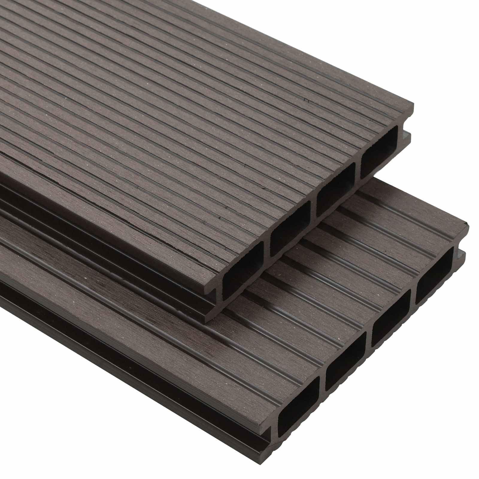 WPC Terrassendielen Set 400x15x2,5 cm Dunkelbraun - Komplettset mit Montagezubehör, Clips und Schrauben für Garten, Terrasse und Balkon