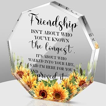 Bucherry Friendship Gift for Women, Octagonal Acrylic Plaque, Sunflower