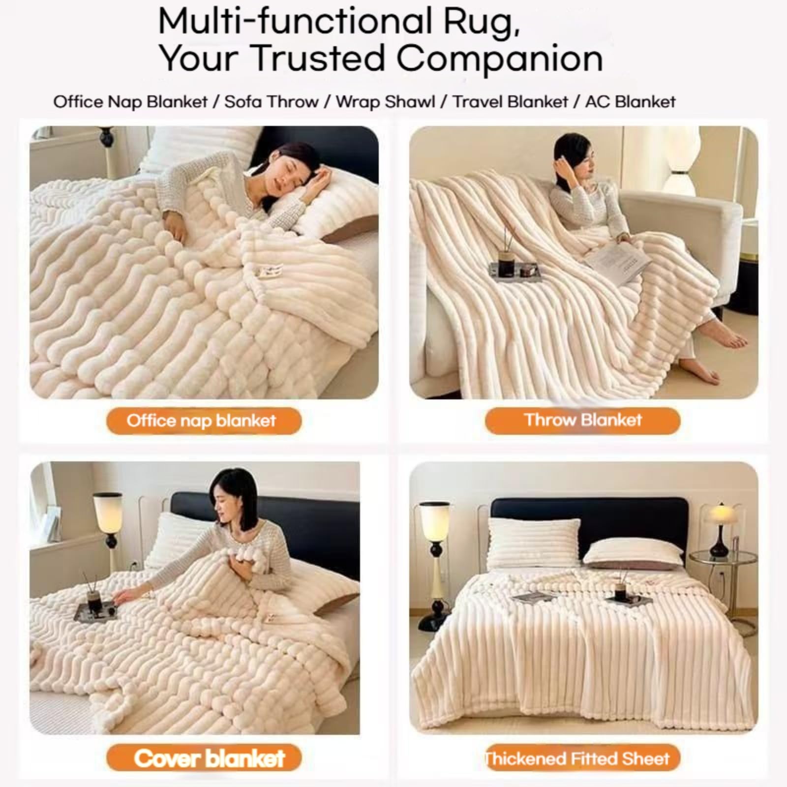 Plaid matrimoniale pile, Morbido Caldo Plaid Peloso di Pelliccia Sintetica, Coperta in peluche di lusso, super morbida, soffice e accogliente, per divani, divani, letti