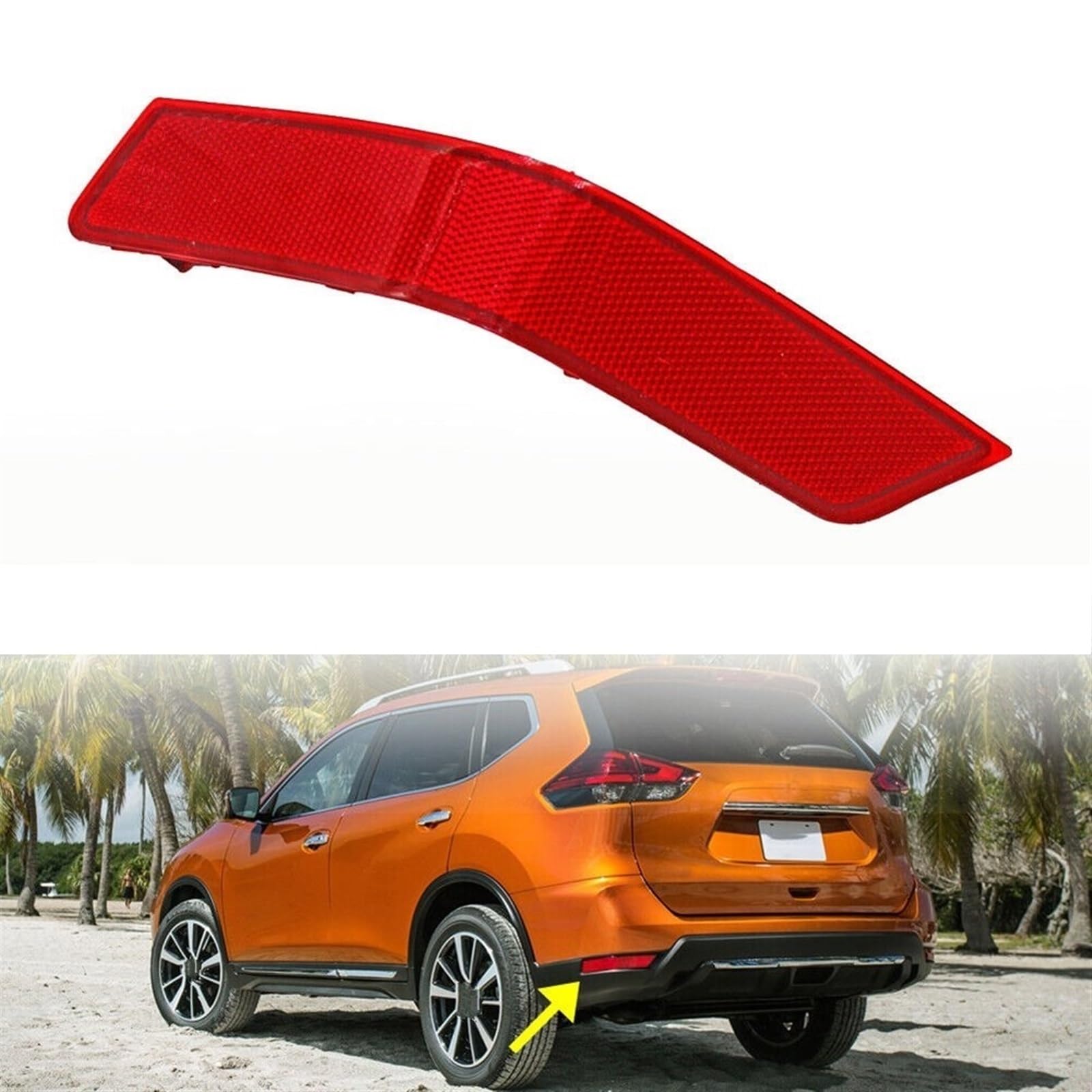 Réflecteur Pare-chocs Arrière Droit Pour Nissan X-Trail Et Rogue (2017-2020) - Réf. 265606FV0A - Rouge, Compatible
