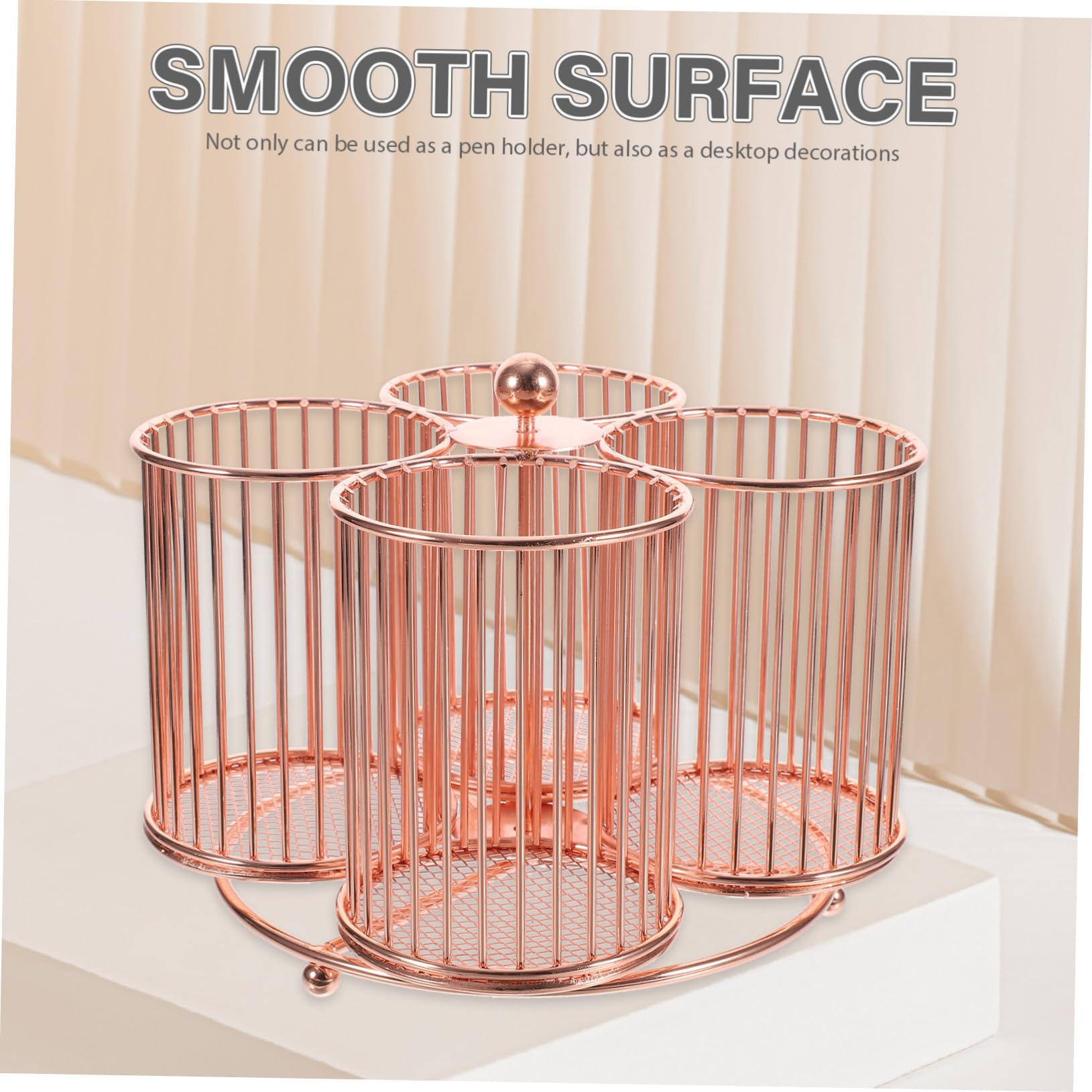 Hemobllo Portapenne Rotante in Metallo Resistente Organizer Scrivania con Scomparti per Cancelleria Cosmetici e Gioielli Design per Ufficio e Casa