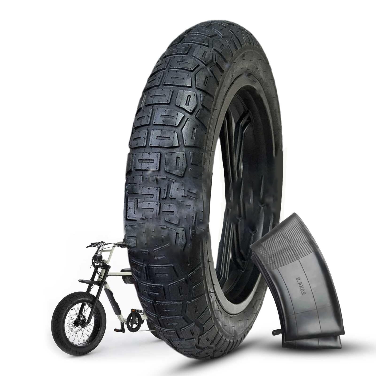 20x4.0 Opona bez Wewnętrznej Rury, 20x4.0 Opona Odporna na Przebicia z Szerokim Bieżnikiem do E-Fatbike, na Śnieg, Błoto i Piasek(B: TIRE AND TUBE)