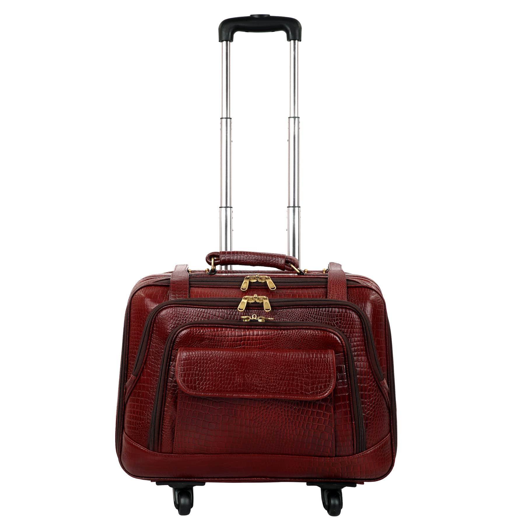 RICHSIGN Leather Accessories 44 litres Laptop Roller Case Leather Suitcase Trolley Bags for Men Luggage Cabin Size 4 Wheel (Dimension :L=22XW-12XH=17 inch) Weight :3 kg (CRO-Brown) (B09KVL278X) Amazon Price History, Amazon Price Tracker