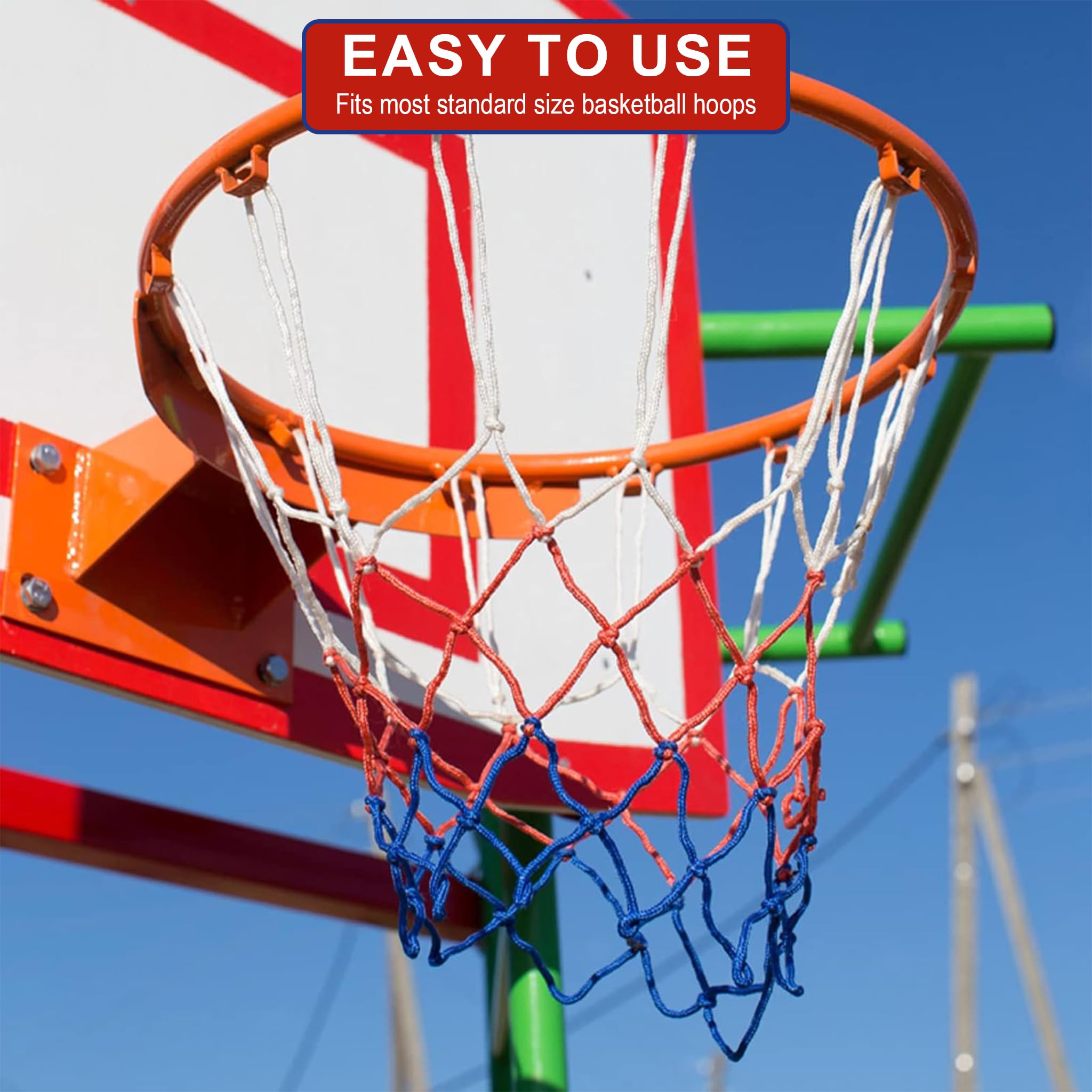 2 Pezzi Rete da Basket, Rete per Canestro da Basket Dimensioni Standard con 12 Anelli, Rete da Basket per Esterno e Interno, Nylon Rinforzato Resistente alle Intemperie, Lunghezza 45cm