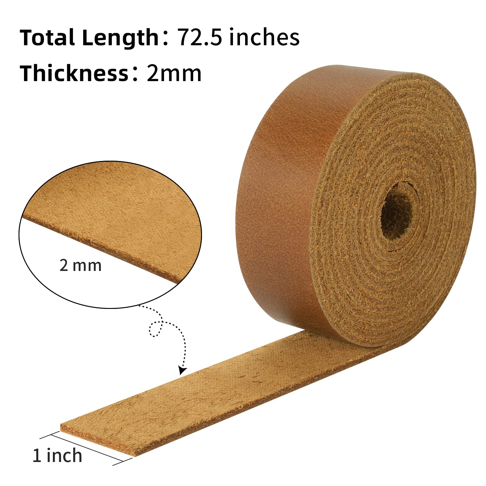 Ringsun 1 Inch Wide Flat Leather Straps For Crafts, Full