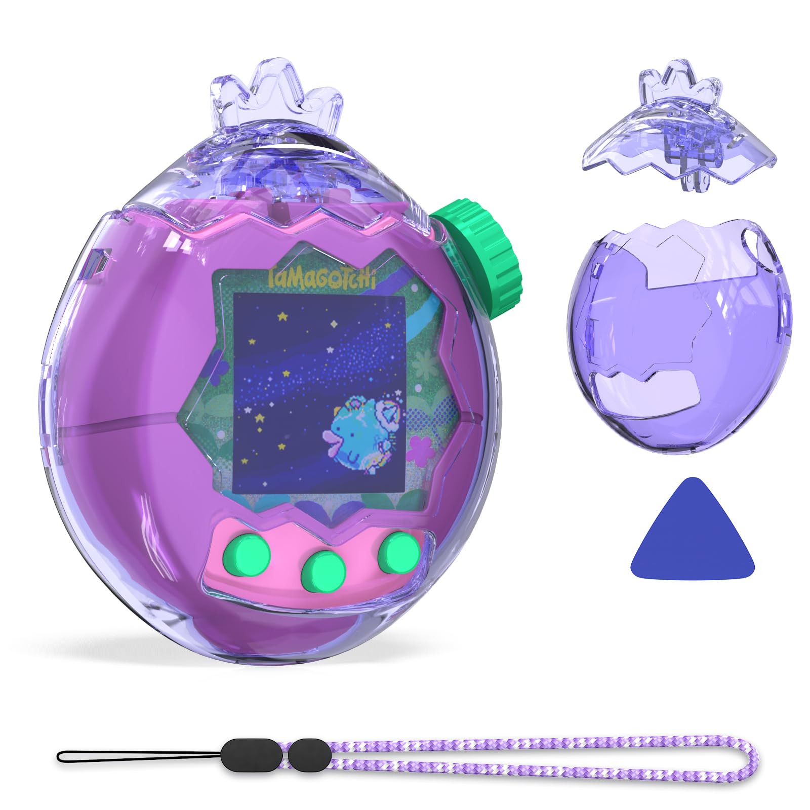 Amazon.co.jp: For Tamagotchi Paradise 専用 全面保護ハードケース & 王冠フタ セット 耐摩擦 防塵 キズ防止  装着したまま充電可能 PC素材 ストラップ&オープンツール付き 4色選択可能（ライトピンク） (ライトパープル) : おもちゃ 【タイクレ限定】ドコムスチャンネル マルチハードケース&なりきりアイマスク